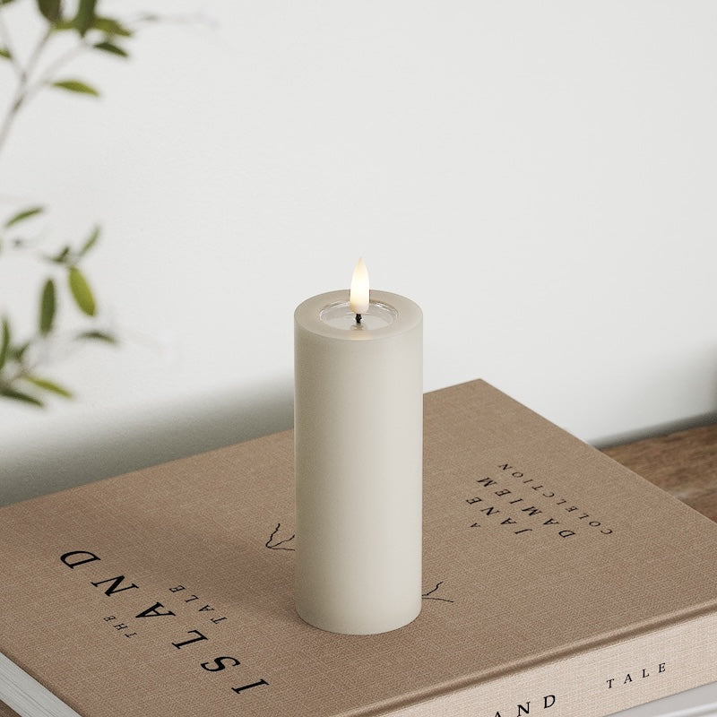 Deluxe Homeart LED Bloklys Ø 5 x 12,5 cm Sand