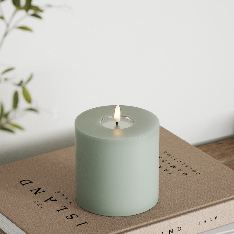 Deluxe Homeart LED Blok świetlny Ø 10 x 10 cm Szałwiowy zielony