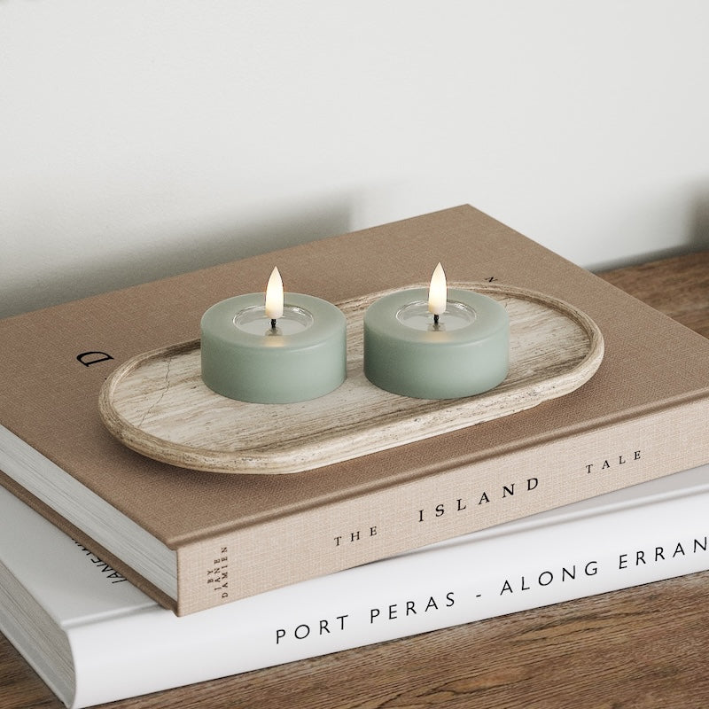 Deluxe Homeart LED Świeczniki Jumbo 2 szt. (Duży) Szałwiowy zielony