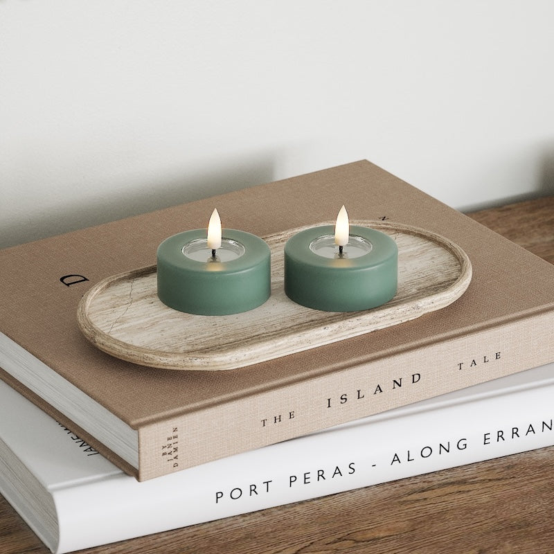 Deluxe Homeart LED Świeczniki Jumbo 2 szt. (Duży) Jadeitowy zielony