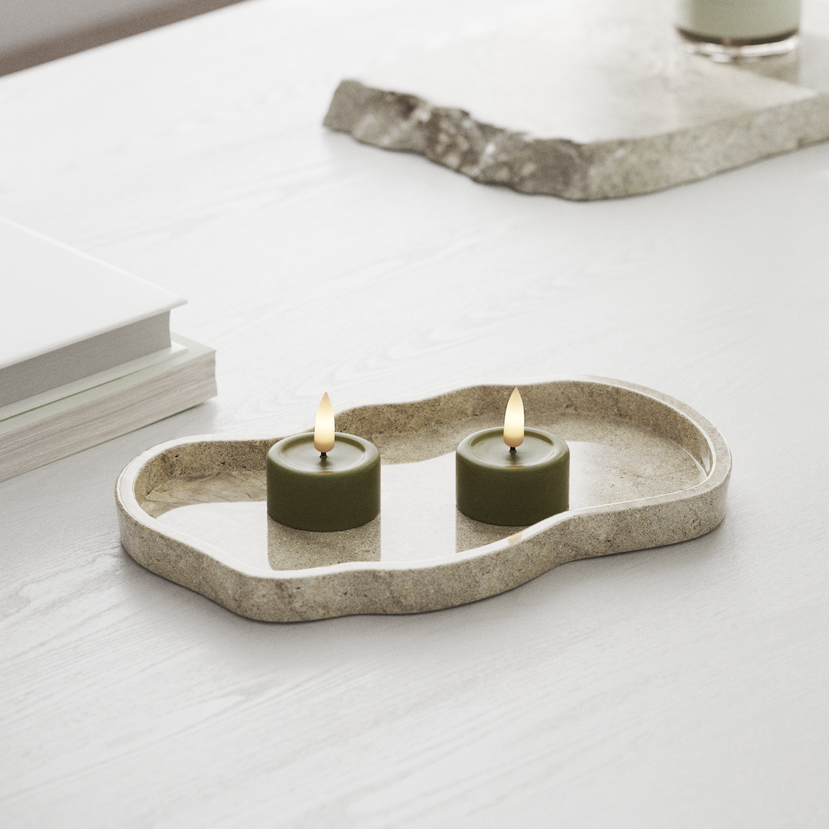 Deluxe Homeart LED Podgrzewacz 2 szt. Oliwkowy zielony LED podgrzewacz 1