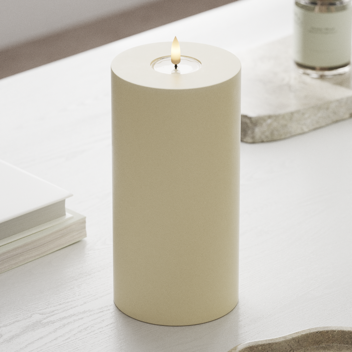 Deluxe Homeart LED Blok świetlny Ø 10 x 20 cm Kremowy LED blokowanie światła 1