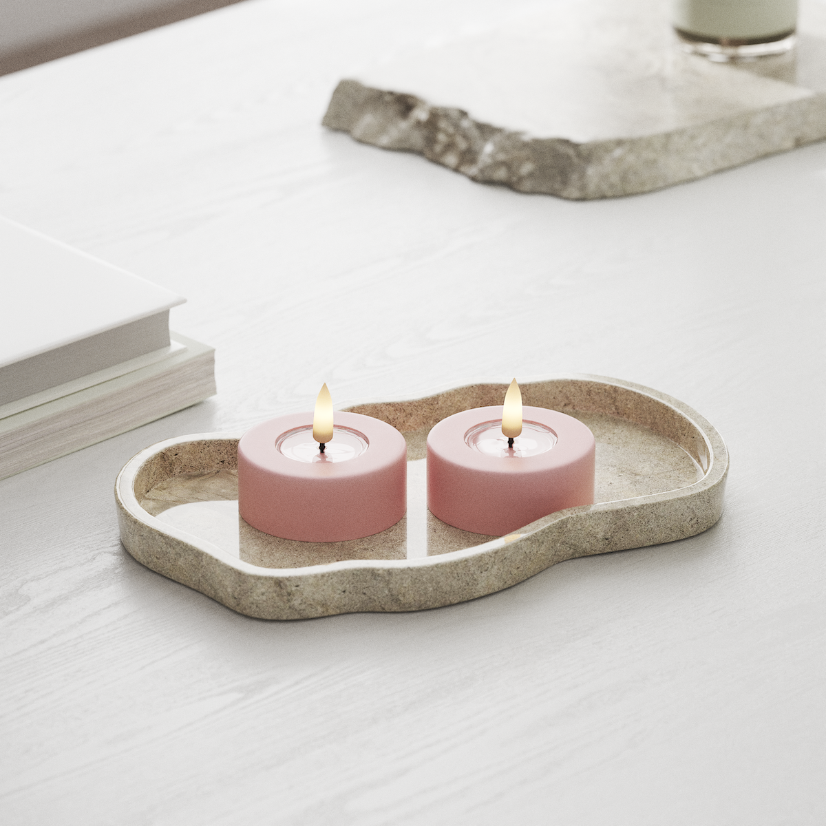 Deluxe Homeart LED Świeczniki Jumbo 2 szt. Duży Jasnoróżowy LED duża świeczka tealight 1