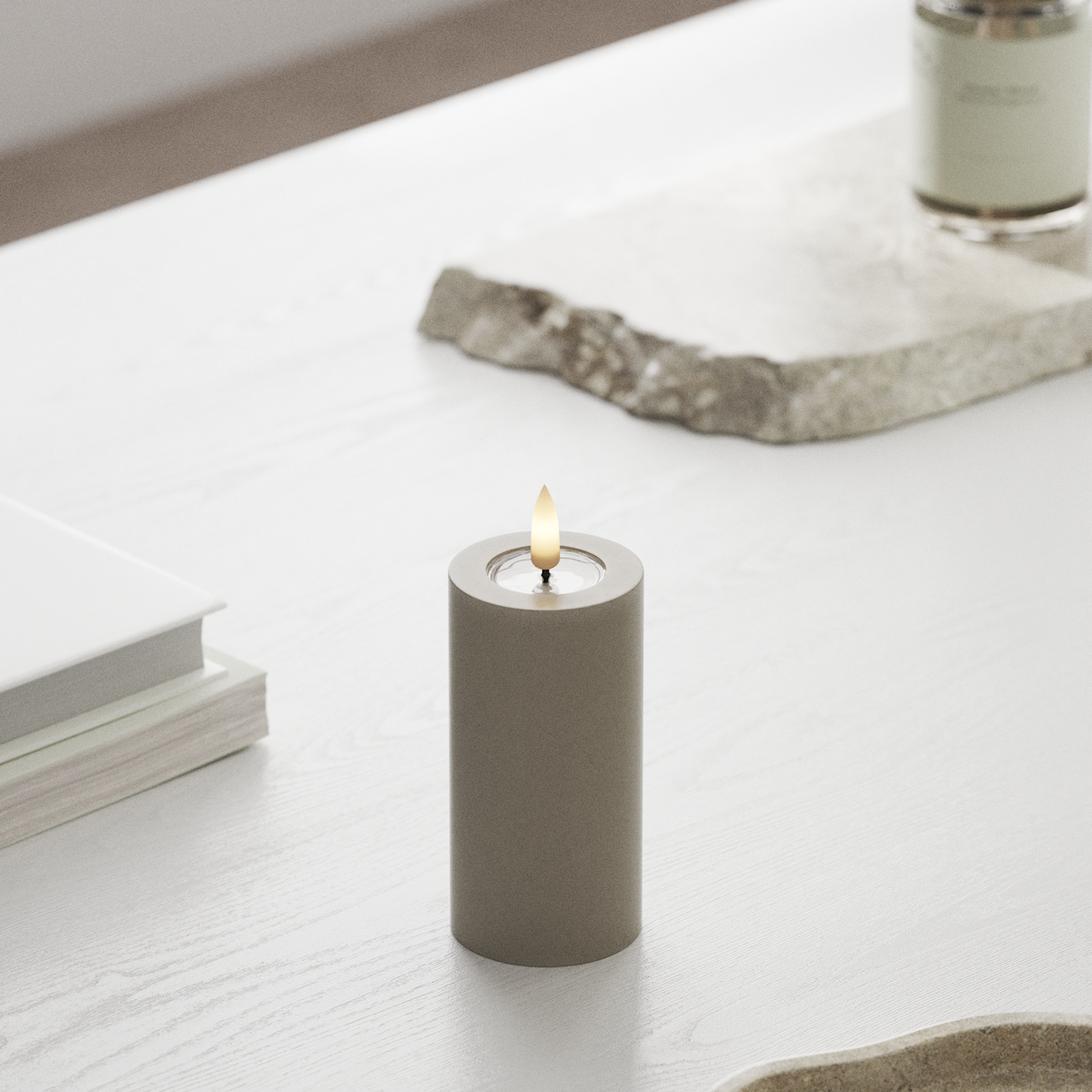 Deluxe Homeart LED Blok świetlny Ø 5 x 10 cm Piaskowy LED blokowanie światła 1