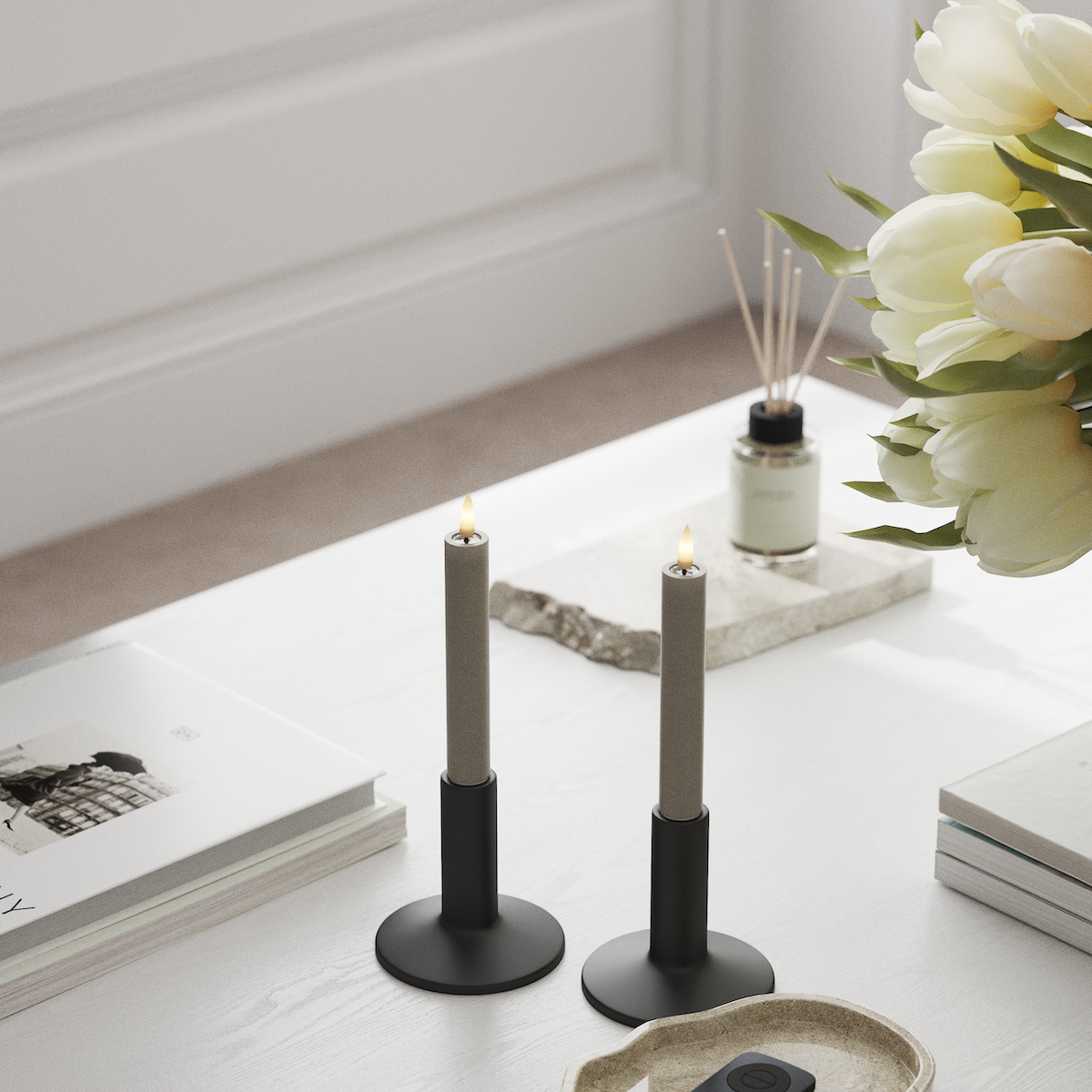 Deluxe Homeart LED Świeca koronowa 2 szt., Ø 2 x 15 cm Piaskowy LED korona świetlna 1