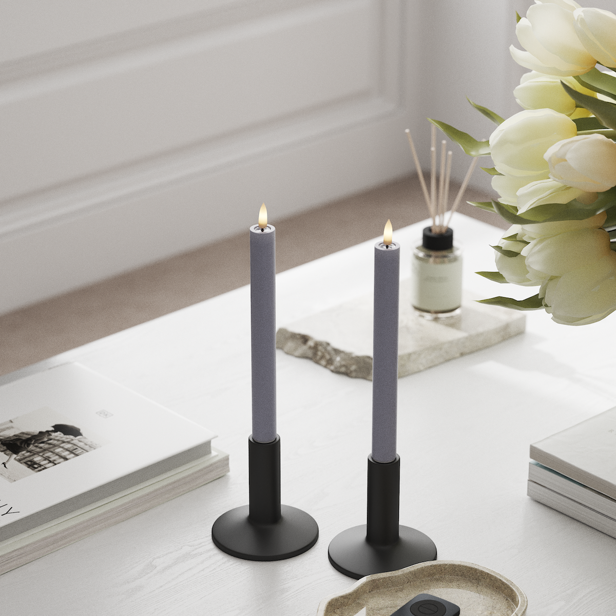 Deluxe Homeart LED Świeca koronowa 2 szt., Ø 2 x 24 cm Przygaszony niebieski LED korona świetlna 1