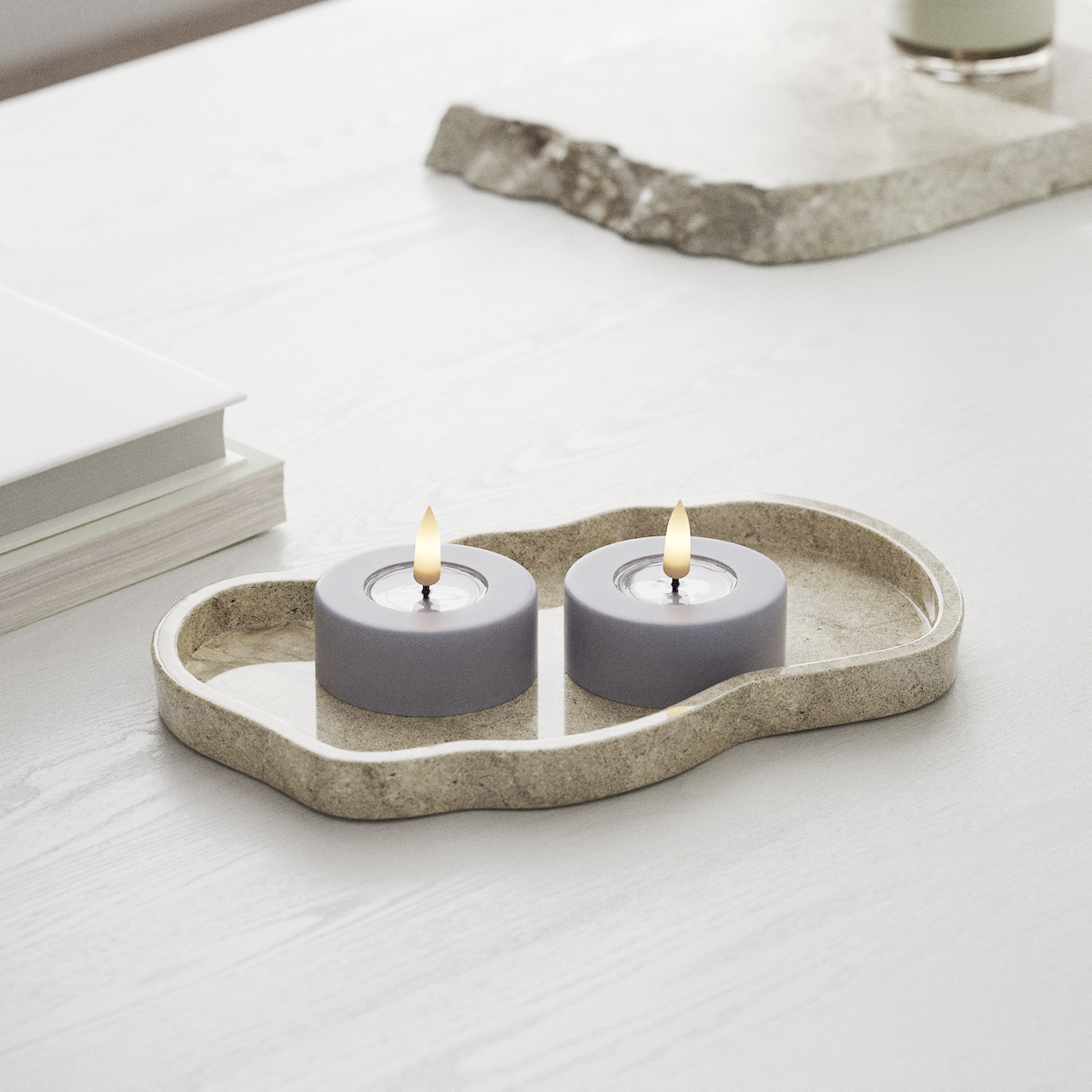 Deluxe Homeart LED Świeczniki Jumbo 2 szt. Duży Przygaszony niebieski LED duża świeczka tealight 1