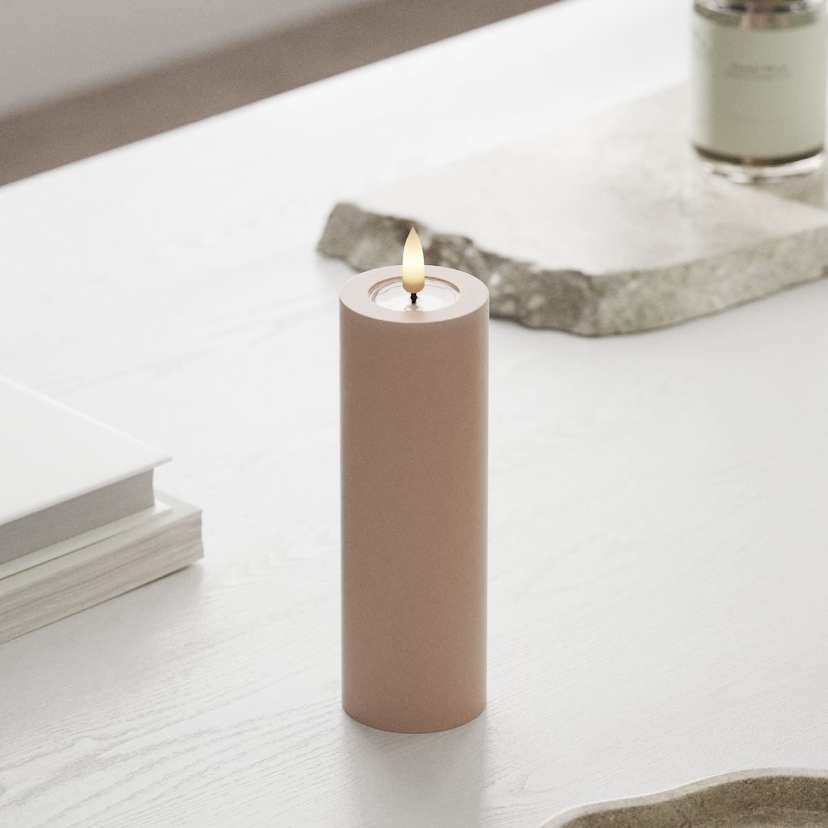 Deluxe Homeart LED Bloklys Ø 5 x 15 cm Rose LED bloklys 1