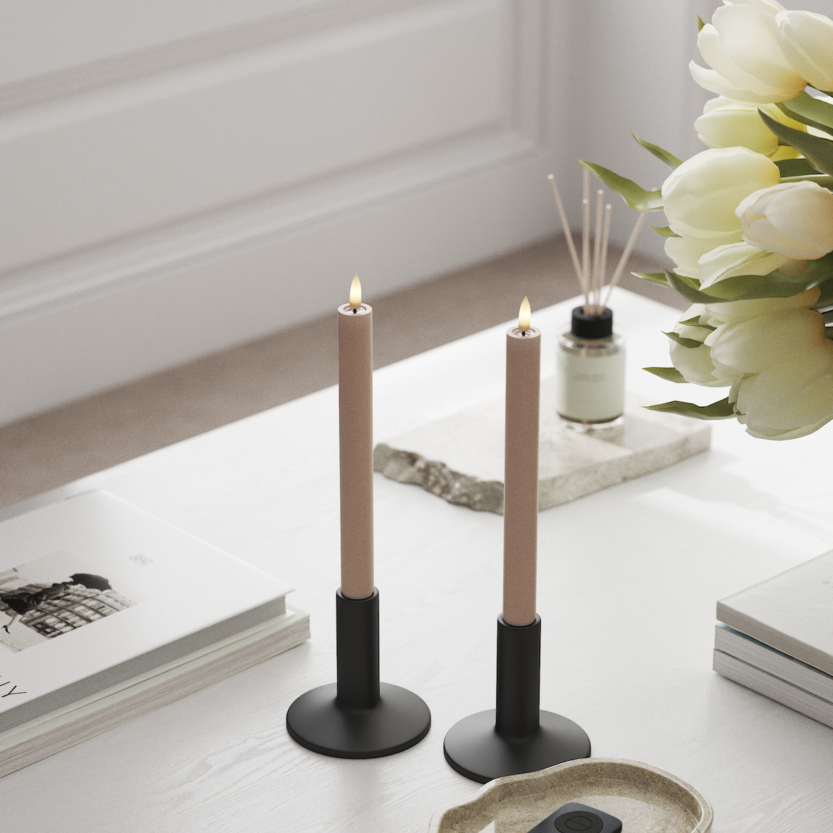 Deluxe Homeart LED Świeca koronowa 2 szt., Ø 2 x 24 cm Różowy LED korona świetlna 1