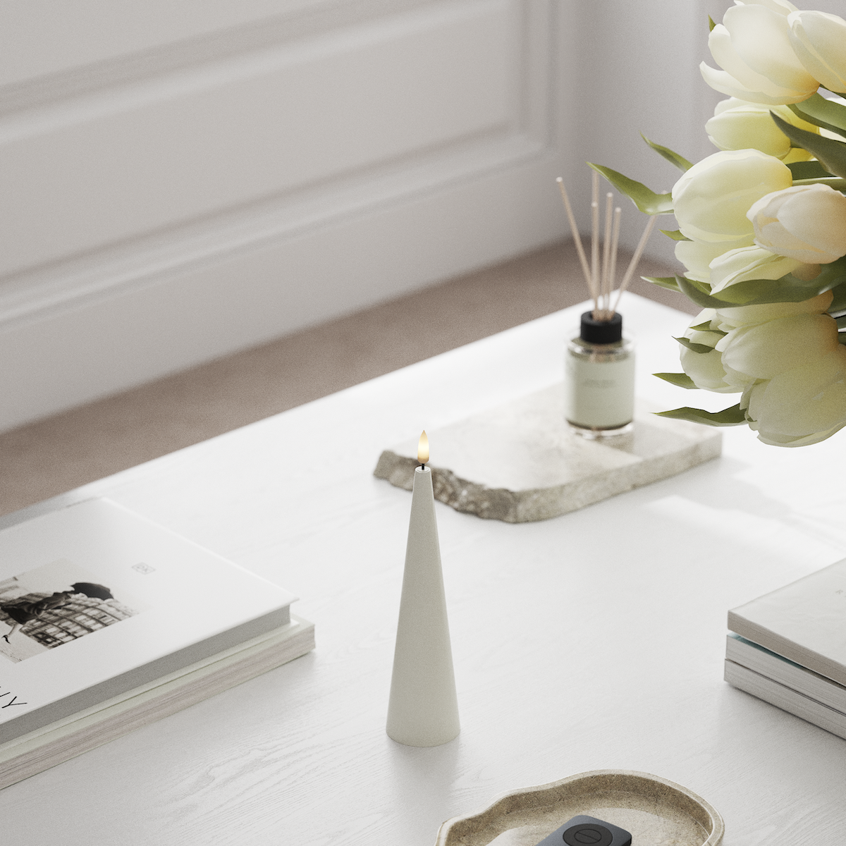 Deluxe Homeart Lampa stożkowa gł. 5 x wys. 20 cm Biały LED Światło stożkowe 1