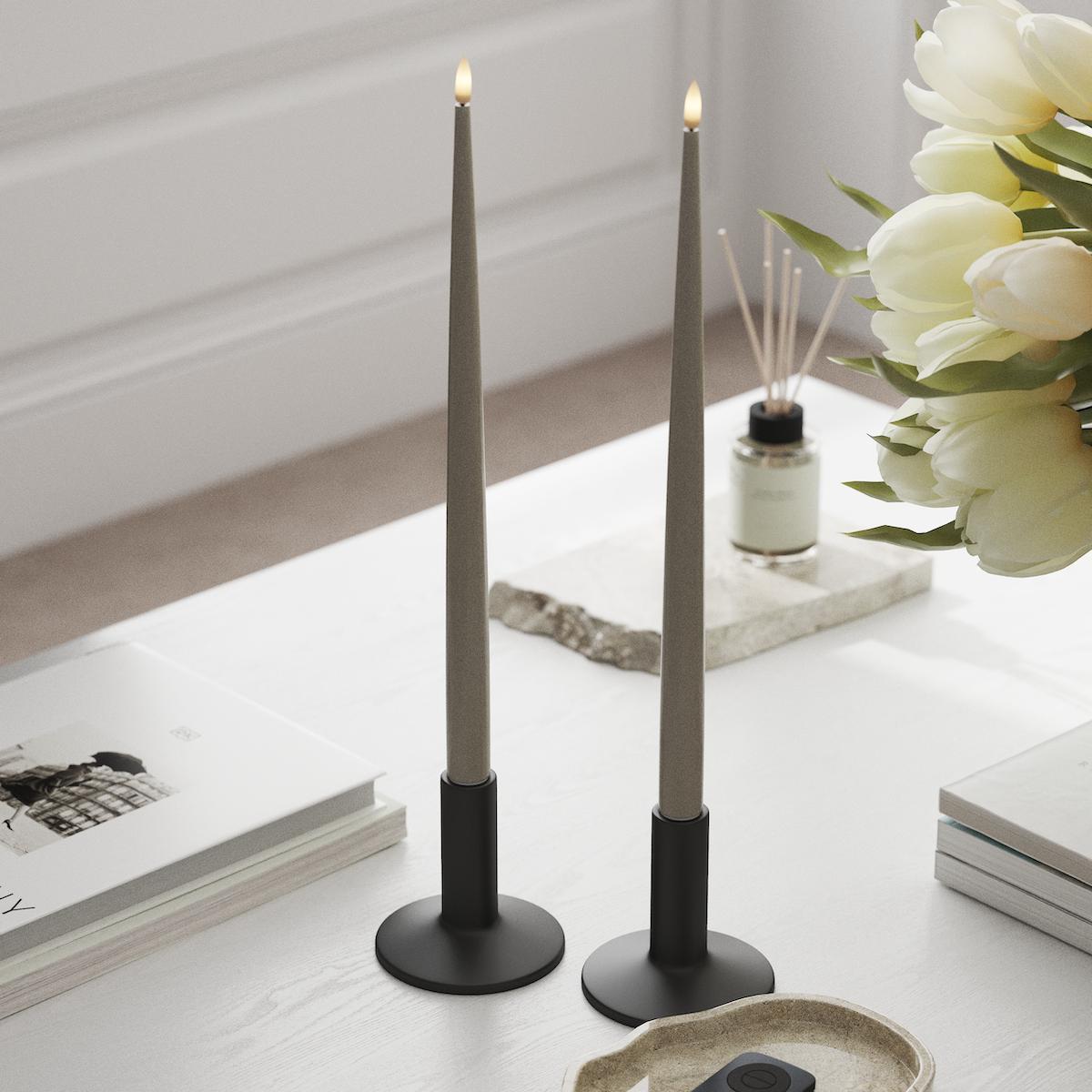 Deluxe Homeart LED Świeca z Lakierem, 2 szt. 38 cm Piaskowy LED światło świecy 1