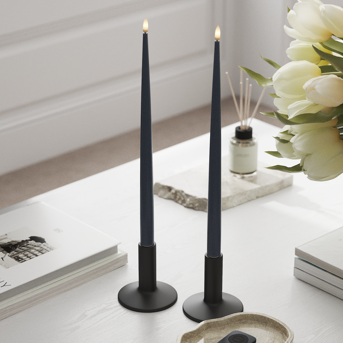 Deluxe Homeart LED Świeca z Lakierem, 2 szt. 38 cm Lodowy niebieski LED światło świecy 1