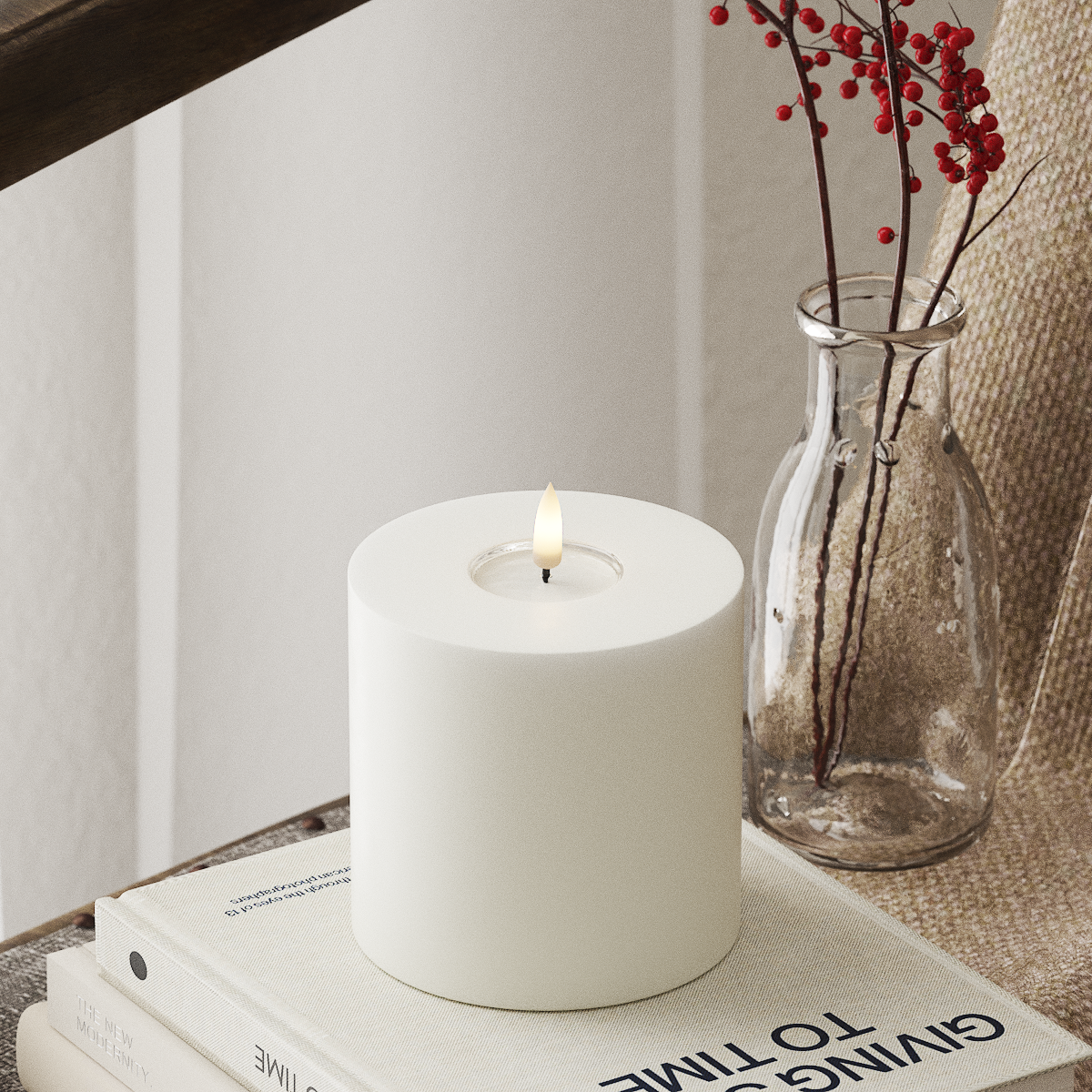 Deluxe Homeart LED Blockljus Ø 10 x 10 cm Vit LED Blockljus 4