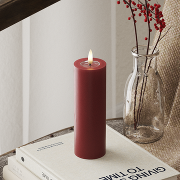 Deluxe Homeart LED Bloklys Ø 5 x 15 cm Bordeaux LED bloklys 4