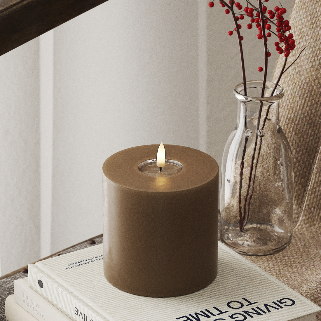 Deluxe Homeart LED Blok świetlny Ø 10 x 10 cm Karmel LED blokowanie światła 4