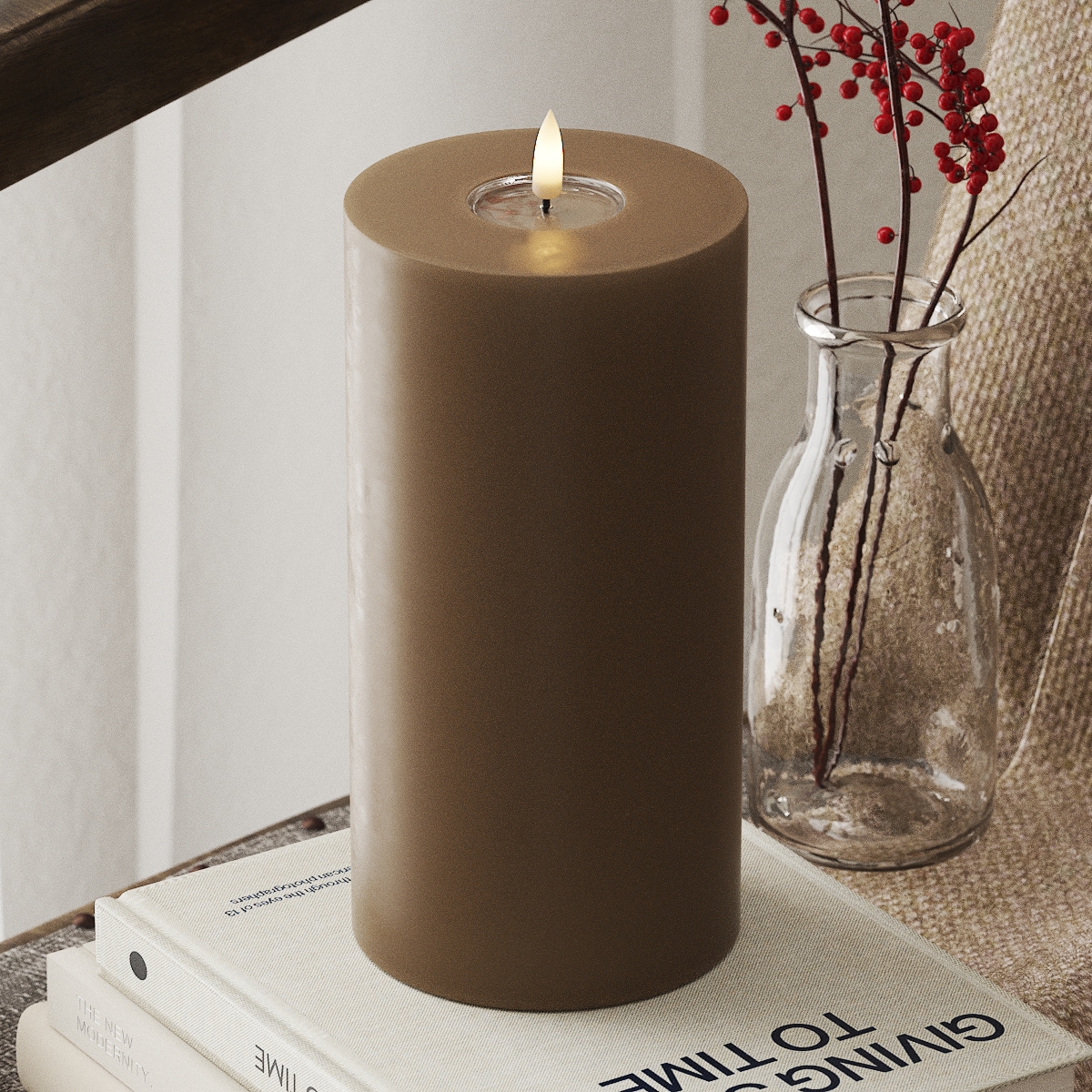 Deluxe Homeart LED Blok świetlny Ø 10 x 20 cm Karmel LED blokowanie światła 4