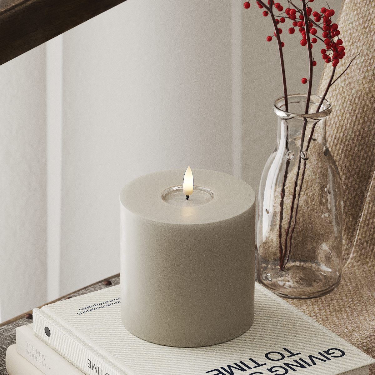 Deluxe Homeart LED Blok świetlny Ø 10 x 10 cm Piaskowy LED blokowanie światła 4