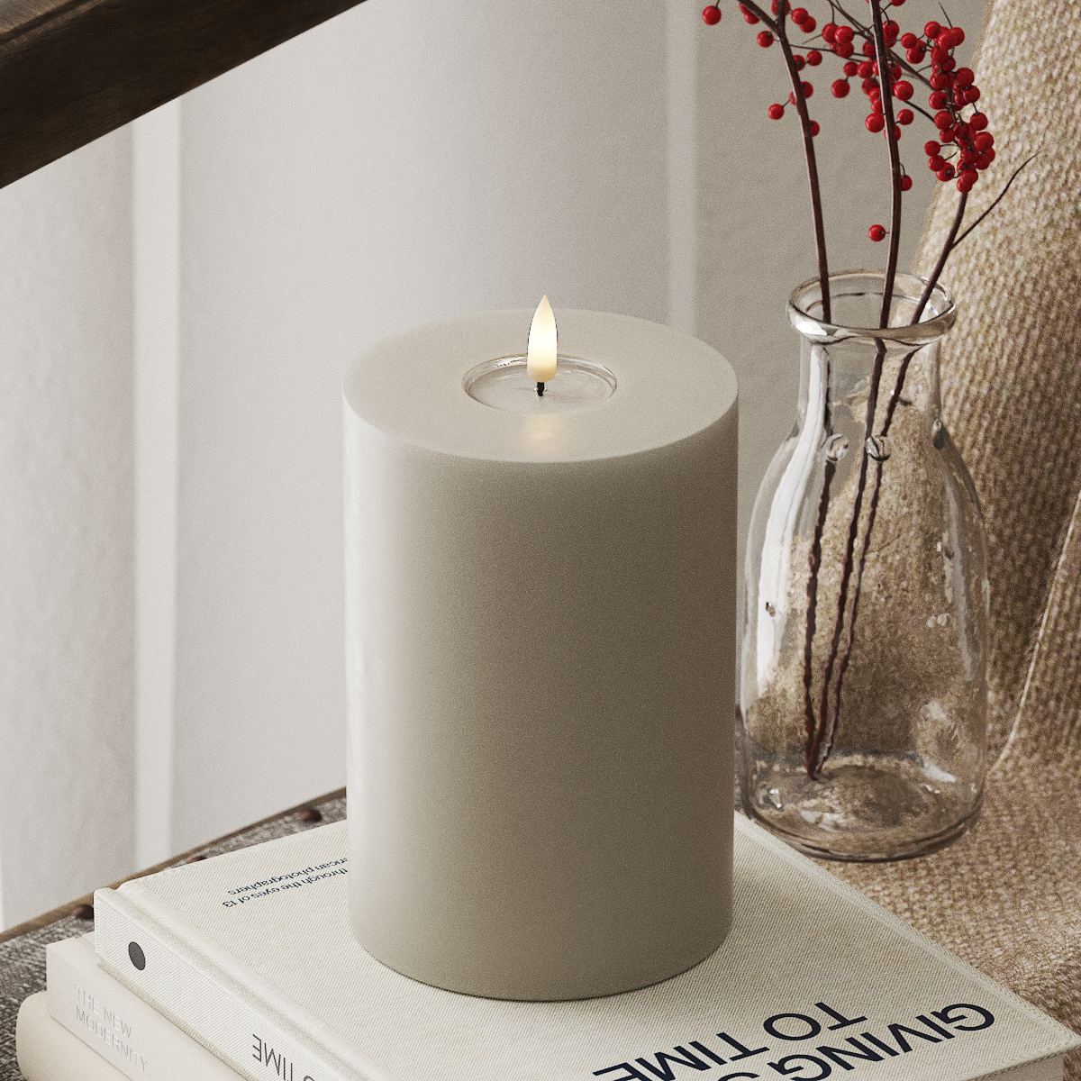 Deluxe Homeart LED Blok świetlny Ø 10 x 15 cm Piaskowy LED blokowanie światła 4