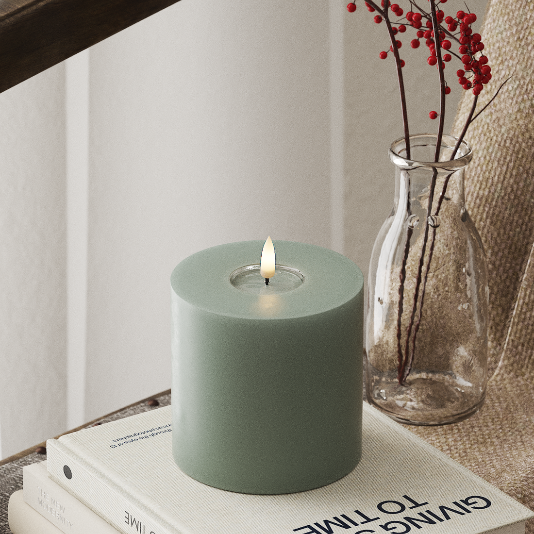 Deluxe Homeart LED Blok świetlny Ø 10 x 10 cm Szałwiowy zielony LED blokowanie światła 4