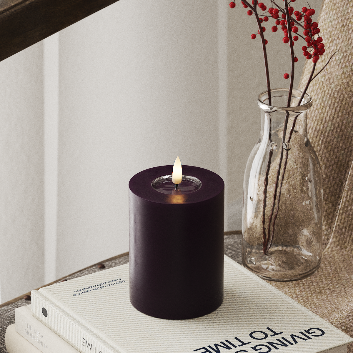 Deluxe Homeart LED Blok świetlny Ø 7,5 x 10 cm Ciemnofioletowy LED blokowanie światła 4