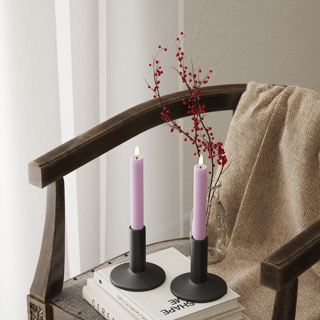 Deluxe Homeart LED Świeca koronowa 2 szt., Ø 2 x 15 cm Lawenda LED światło korony 4