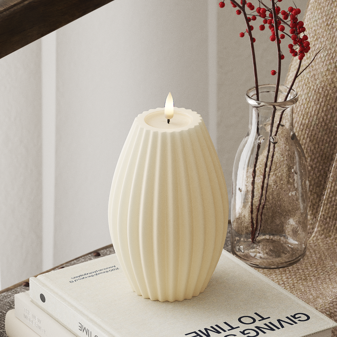 Deluxe Homeart LED Lampa wpustowa gł. 10 x wys. 15 cm Kremowy LED światło w rowku 4