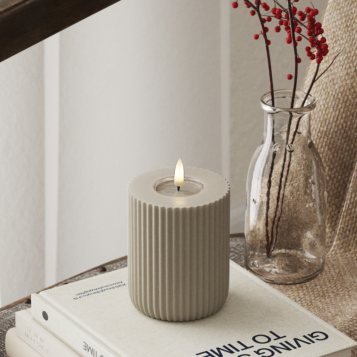 Deluxe Homeart Solid Stripe LED Lampa blokowa Ø 8 x 10 cm Piaskowy LED Kształt 4