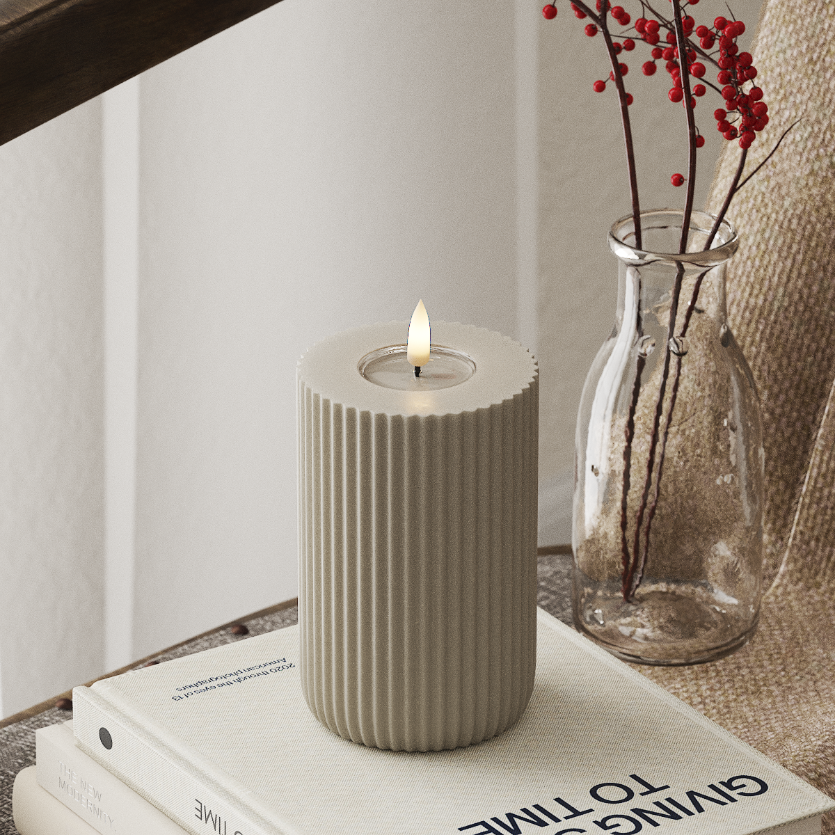 Deluxe Homeart Solid Stripe LED Lampa blokowa Ø 8 X 12,5 cm Piaskowy LED Kształt 4