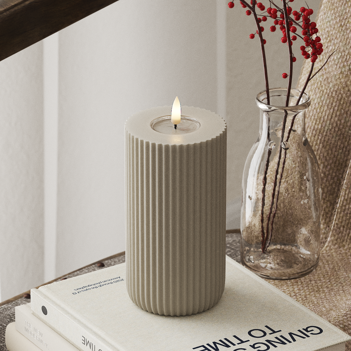 Deluxe Homeart Solid Stripe LED Lampa blokowa Ø 8 x 15 cm Piaskowy LED Kształt 4