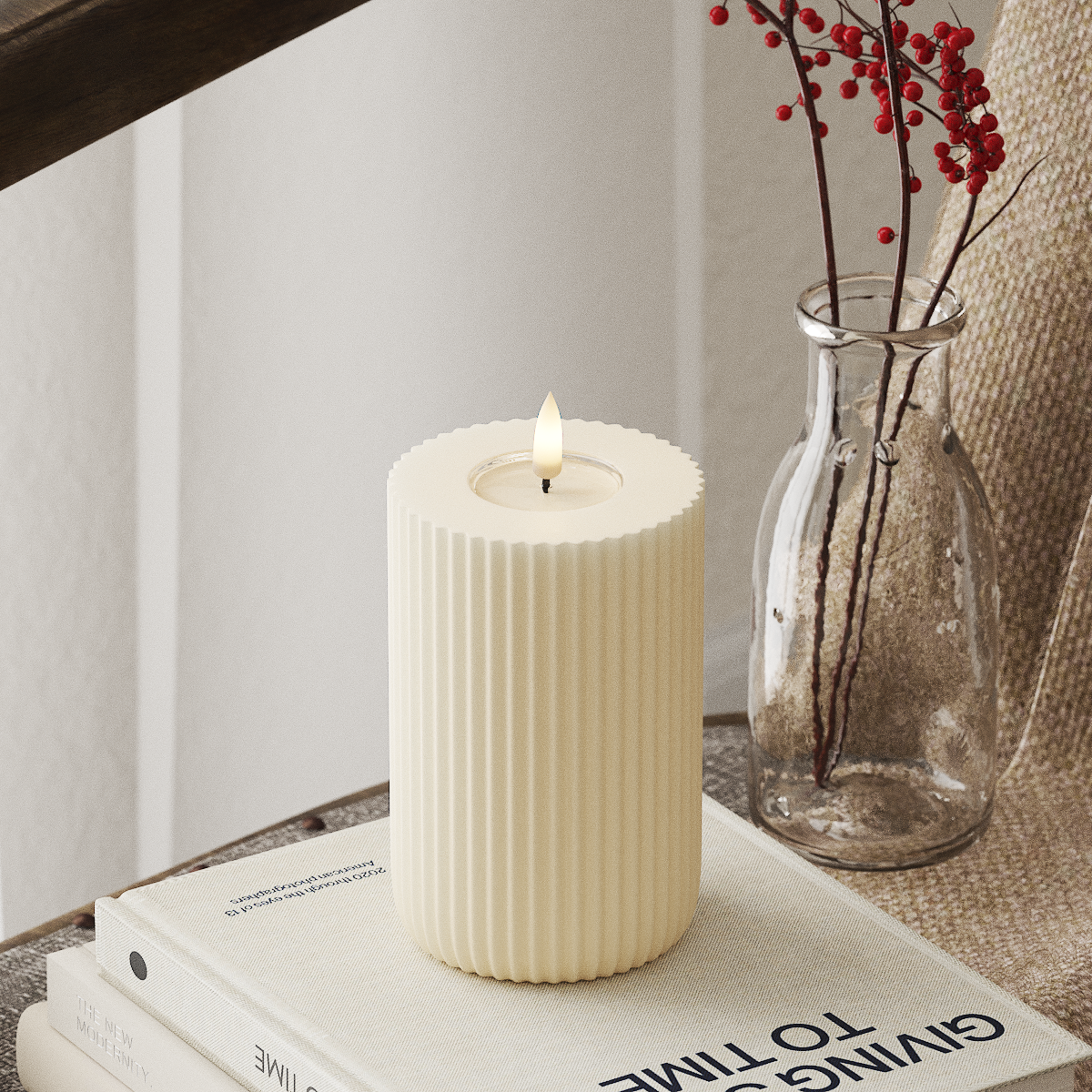 Deluxe Homeart Solid Stripe LED Lampa blokowa Ø 8 X 12,5 cm Kremowy LED Kształt 4