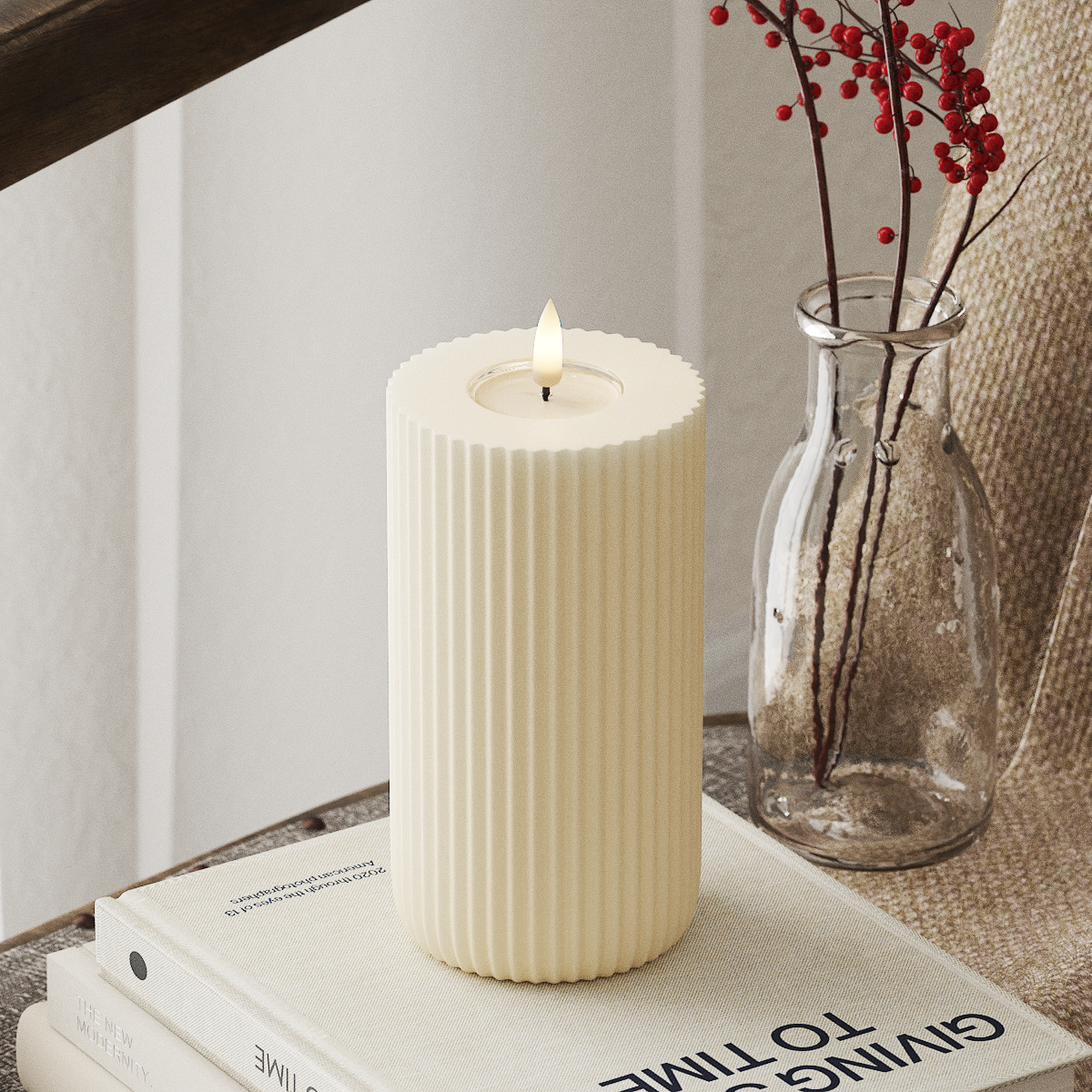 Deluxe Homeart Solid Stripe LED Lampa blokowa Ø 8 x 15 cm Kremowy LED Kształt 4