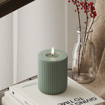 Deluxe Homeart Solid Stripe LED Lampa blokowa Ø 8 x 10 cm Szałwiowy zielony LED Kształt 4