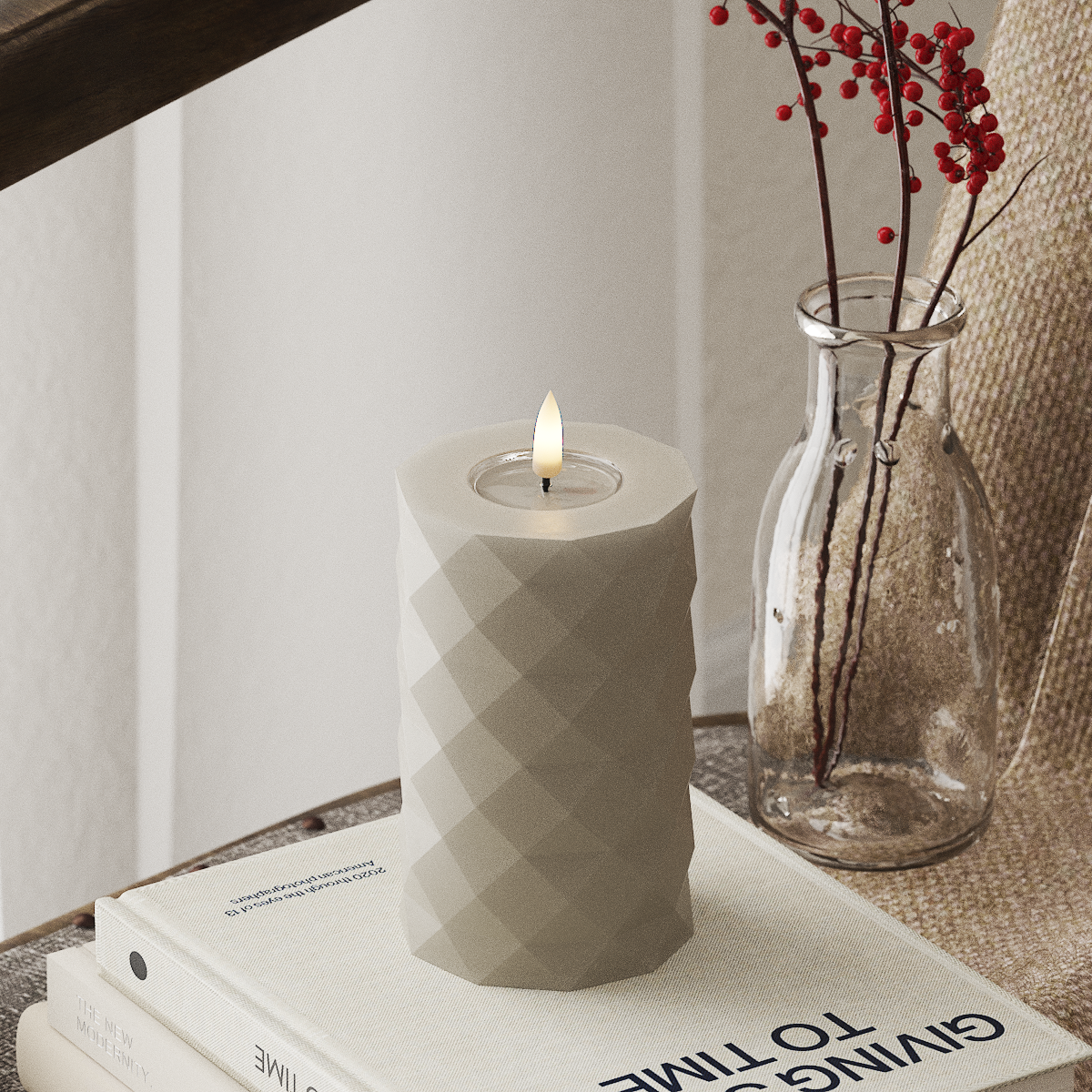 Deluxe Homeart Square LED Blok świetlny Ø 7,5 x 12,5 cm Piaskowy LED Square 4