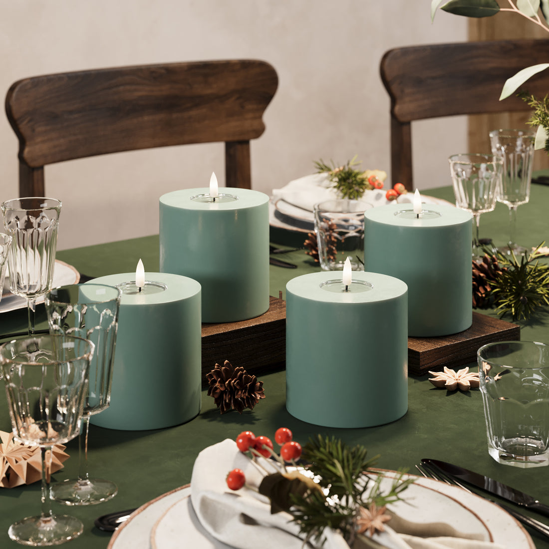 LED Blocklight Ø 10 x 10 cm Jadeitowy zielony - 4 szt