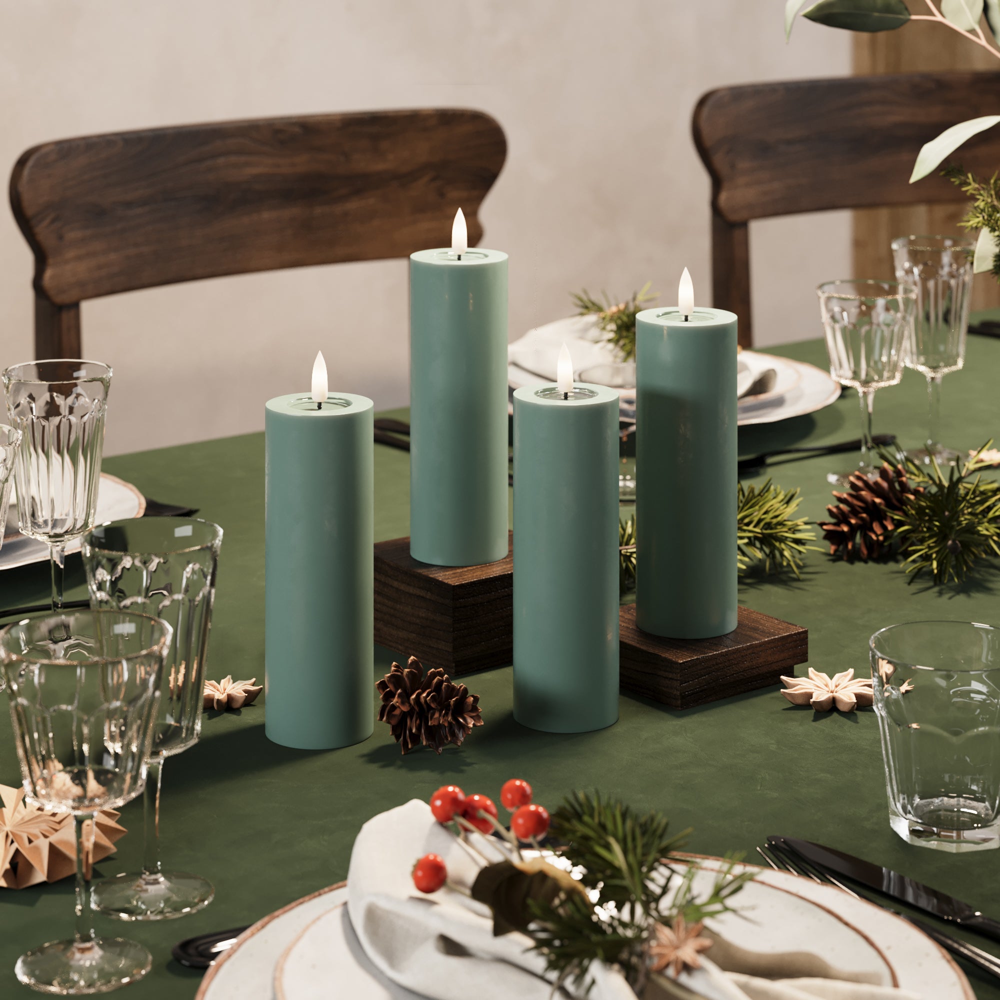 LED Blocklight Ø 5 x 15 cm Jadeitowy zielony + 4 szt