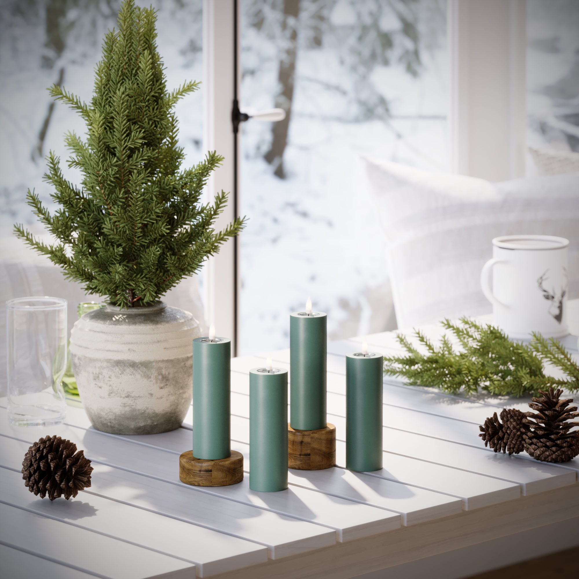 LED Blocklight Ø 5 x 15 cm Jadeitowy zielony + 4 szt