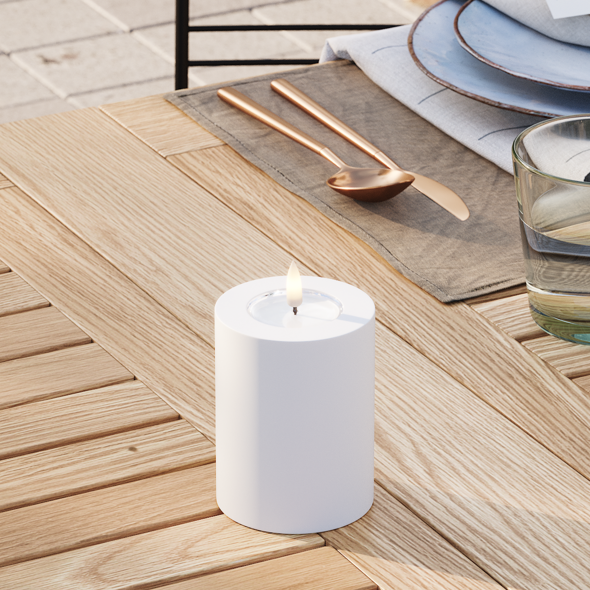 Deluxe Homeart Na zewnątrz LED Blok świetlny Ø 7,5 x 10 cm Biały LED Zewnętrzna lampa blokowa 3