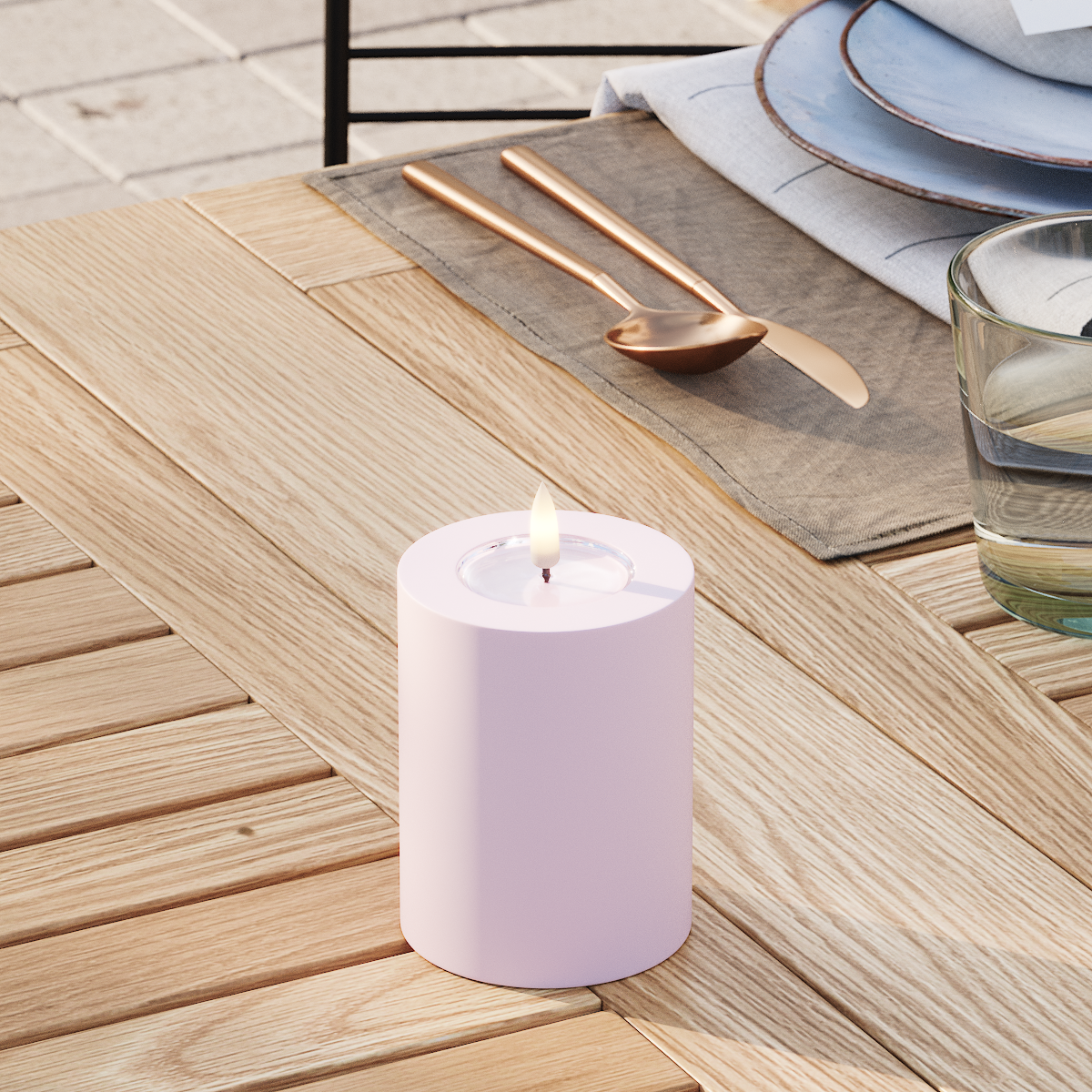 Deluxe Homeart Na zewnątrz LED Blok świetlny Ø 7,5 x 10 cm Przygaszony czerwony LED Zewnętrzna lampa blokowa 3