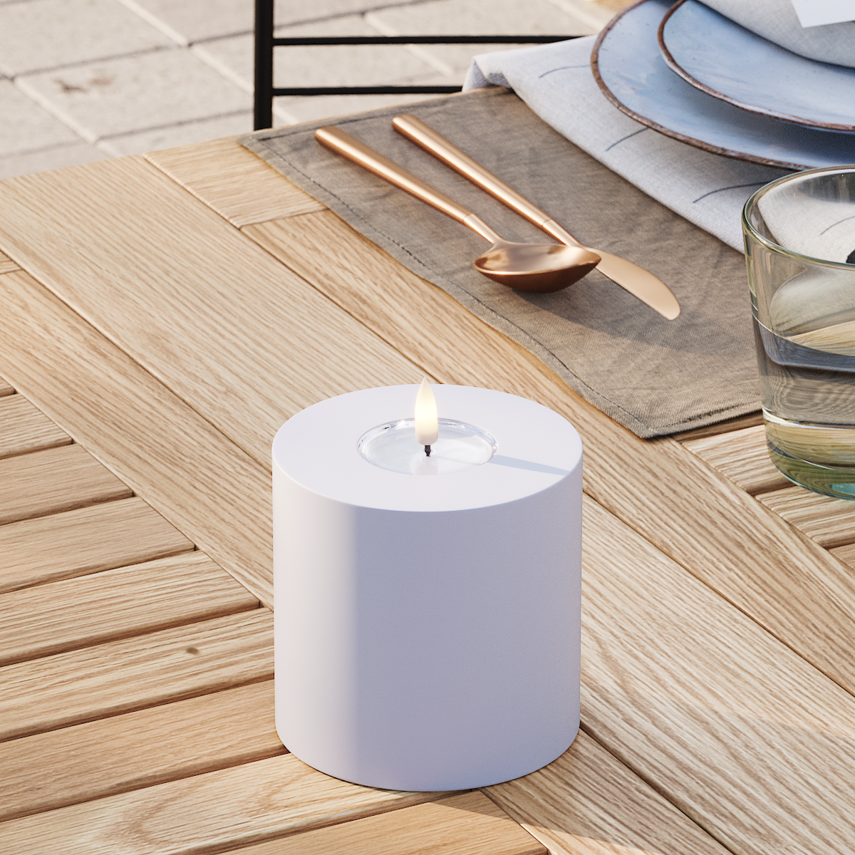 Deluxe Homeart Na zewnątrz LED Blok świetlny Ø 10 x 10 cm Przygaszony niebieski LED Zewnętrzna lampa blokowa 3