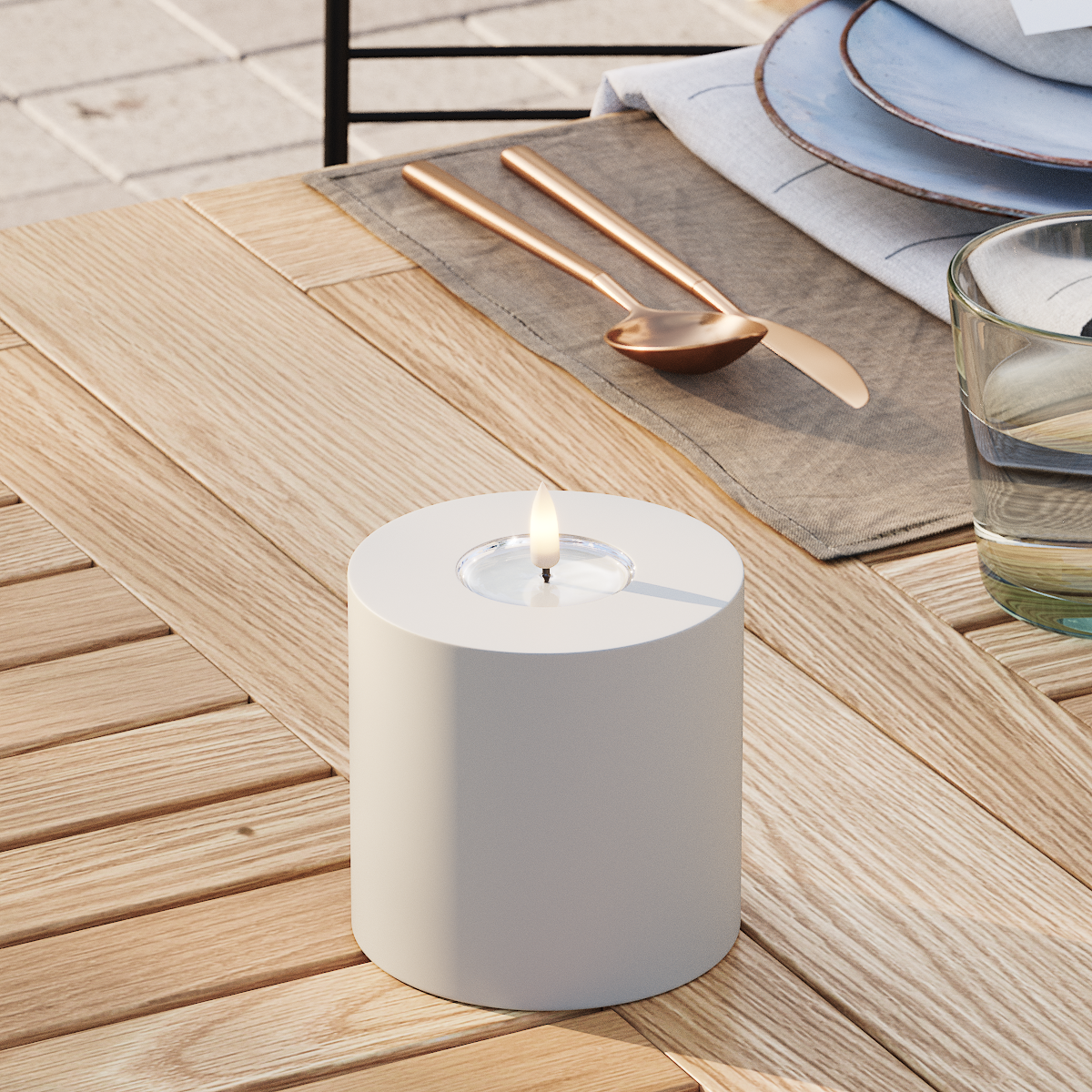 Deluxe Homeart Na zewnątrz LED Blok świetlny Ø 10 x 10 cm Piaskowy LED Zewnętrzna lampa blokowa 3