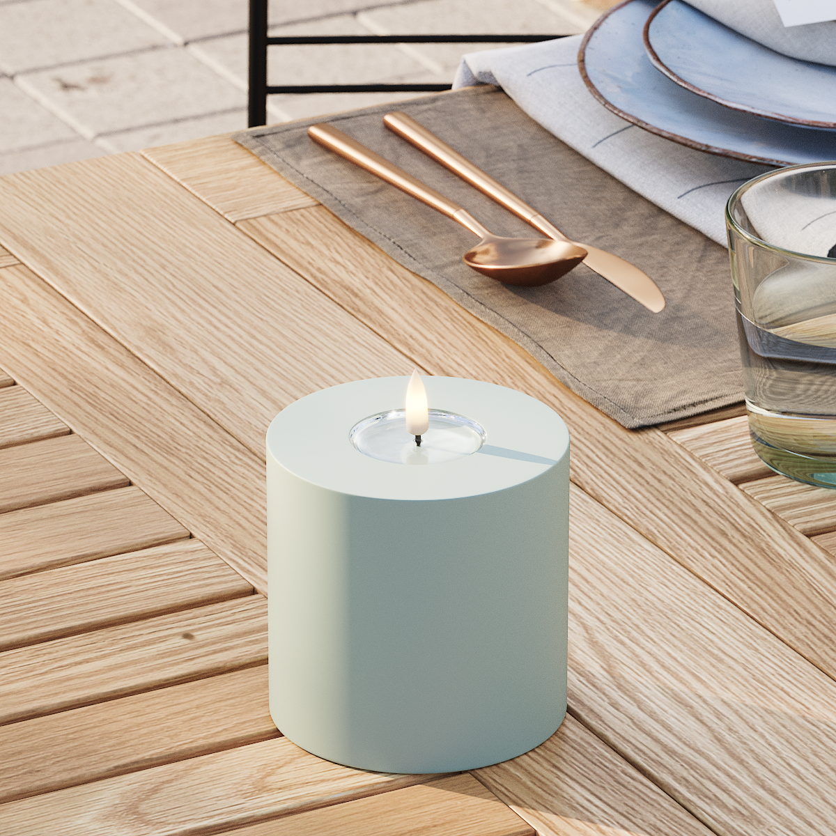 Deluxe Homeart Na zewnątrz LED Blok świetlny Ø 10 x 10 cm Szałwiowy zielony LED Zewnętrzna lampa blokowa 3