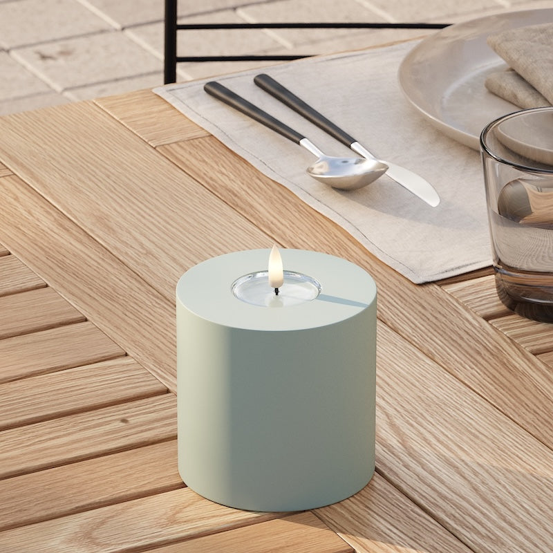 Deluxe Homeart Na zewnątrz LED Blok świetlny Ø 10 x 10 cm Szałwiowy zielony