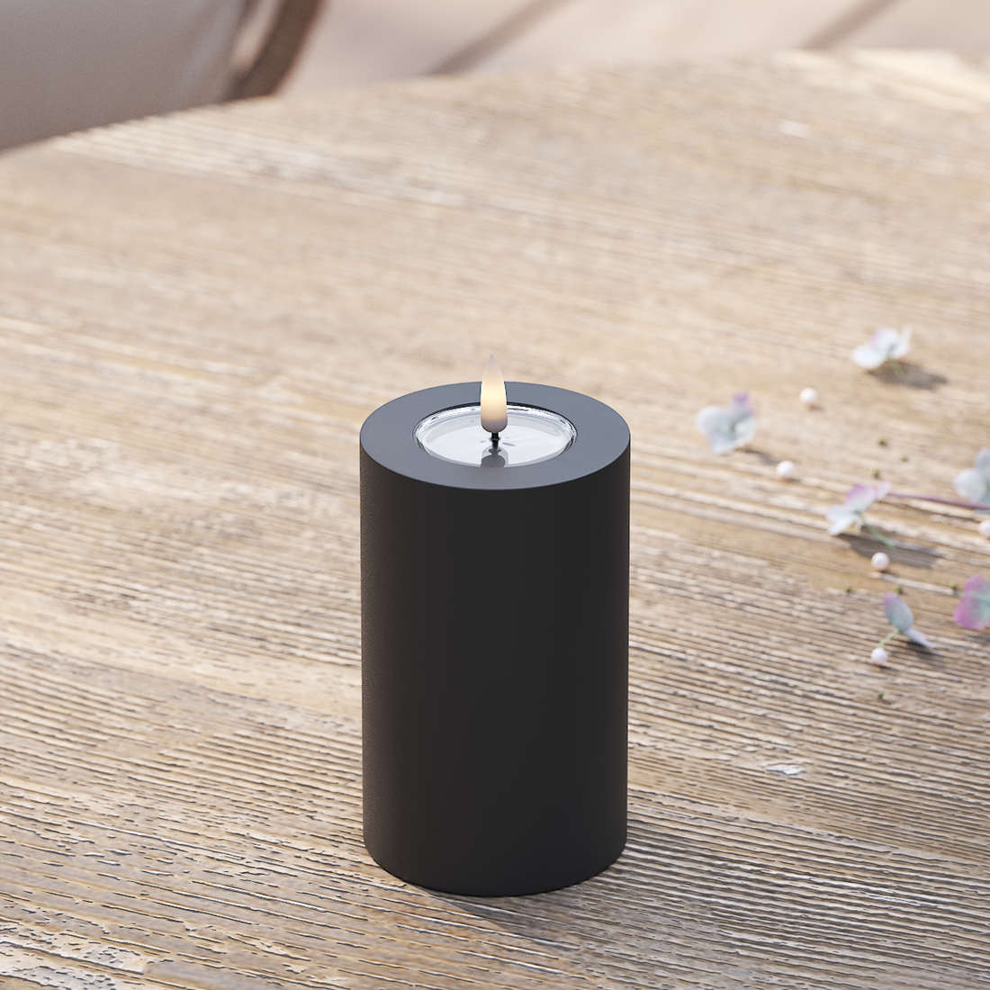 Deluxe Homeart Udendørs LED Bloklys Ø 7,5 x 12,5 cm Sort LED udendørslys bloklys 2