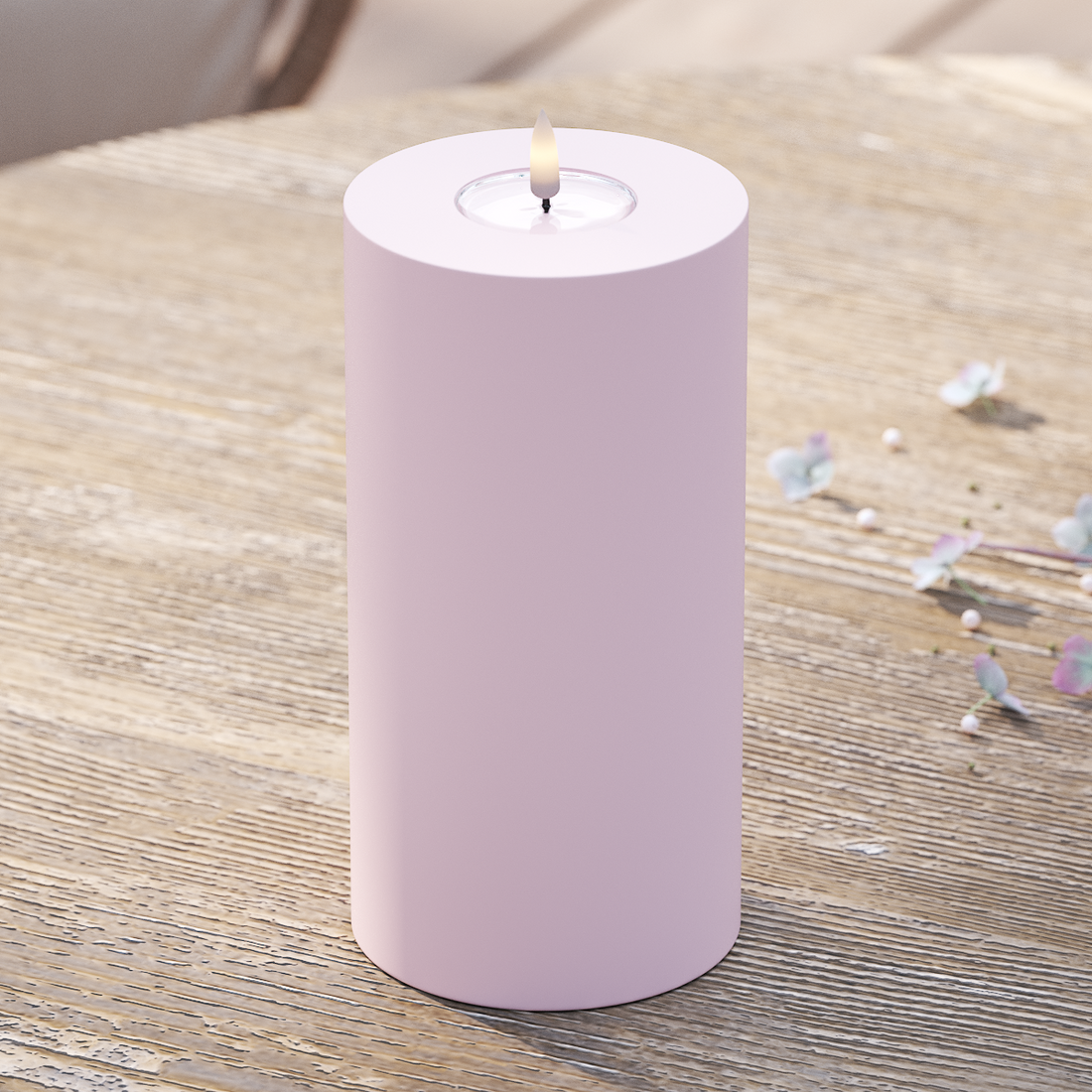 Deluxe Homeart Udendørs LED Bloklys Ø 10 x 20 cm Støvet rød LED udendørslys bloklys 2