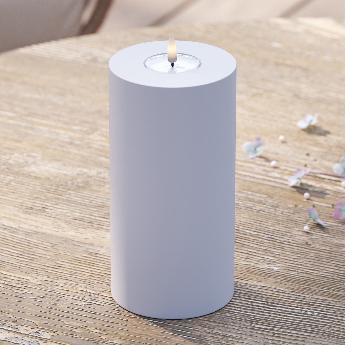 Deluxe Homeart Udendørs LED Bloklys Ø 10 x 20 cm Støvet blå LED udendørslys bloklys 2