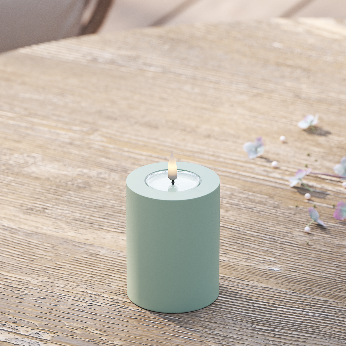 Deluxe Homeart Na zewnątrz LED Blok świetlny Ø 7,5 x 10 cm Szałwiowy zielony LED Zewnętrzna lampa blokowa 2