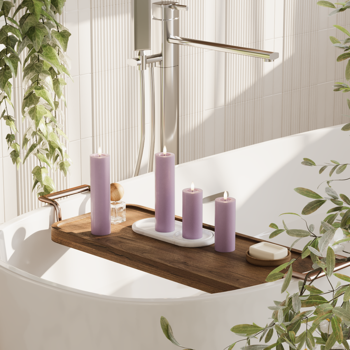 Deluxe Homeart LED pakiet świateł blokowych - Jasnofioletowy - 2x 5x12,5 cm | Opakowanie 2x 5x 20 2