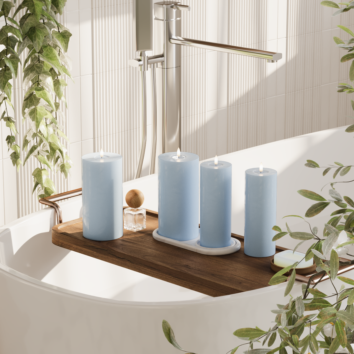 Deluxe Homeart Συσκευασία φωτός μπλοκ LED - Παγωμένο μπλε - 2x 7,5 x 20 | 2x 10 x 20 cm συσκευασία 2