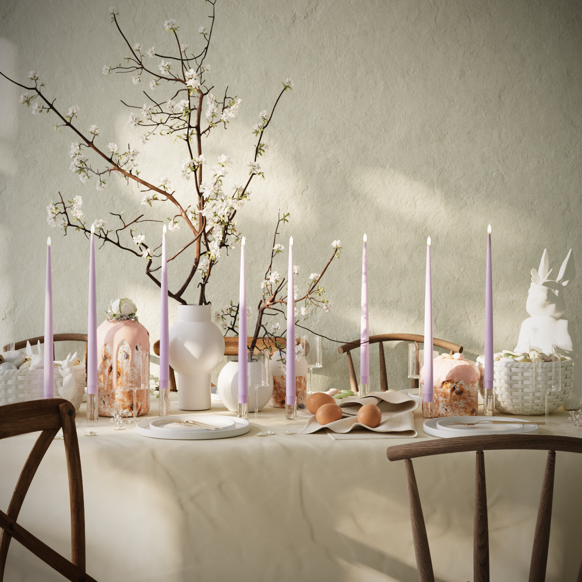 Deluxe Homeart LED Pakiet ze świecami – Lawenda - 8 sztuk świec 38 cm opakowanie 1