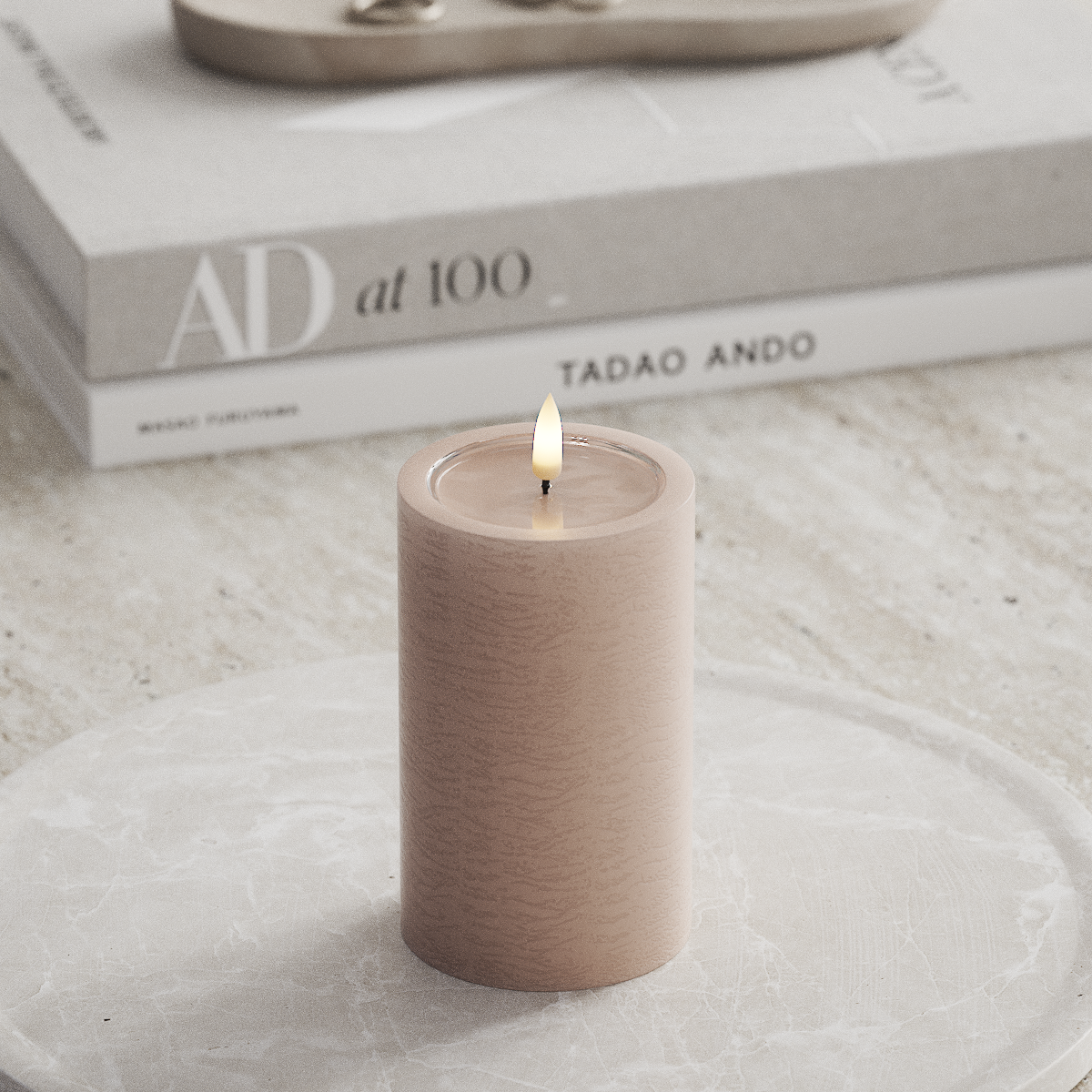 Deluxe Homeart Unique LED Bloklys D 7,5 x 12,5 cm Rose unique bloklys 1